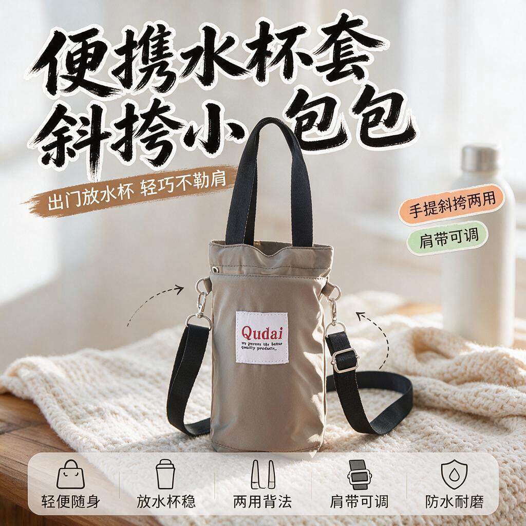 保温水杯保护套杯套斜挎便携手拎水壶包焖烧通用大号手提收纳袋
