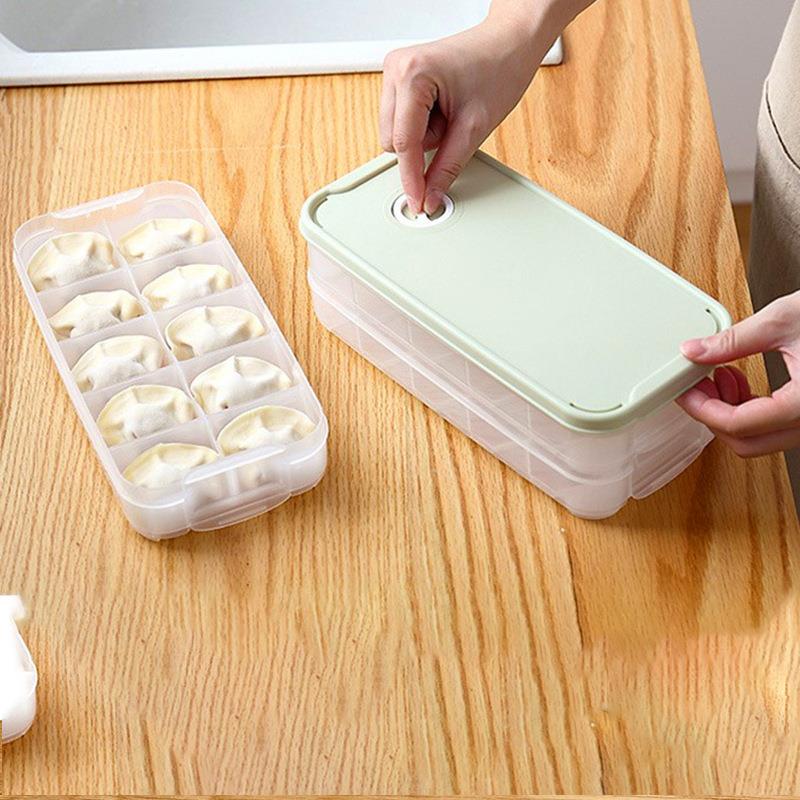 饺子盒冷冻盒冰箱保鲜盒沥水家用水饺盒速冻盒分格窄边饺子收纳盒