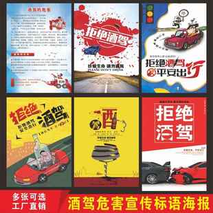 交通安全宣传海报拒绝酒驾交通法规安全知识挂图安全出行墙贴标语