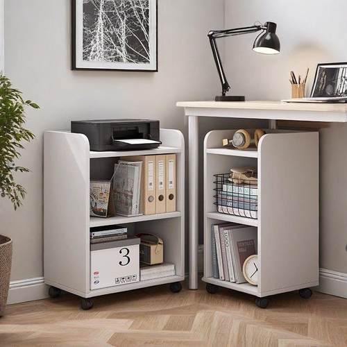 书桌旁小书架桌下置物架收纳柜可移动带轮柜子学生简易储物柜书柜