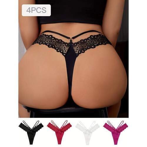 T 67083 Ice Silk Lace Thong Underwear 冰丝蕾丝细带丁字裤