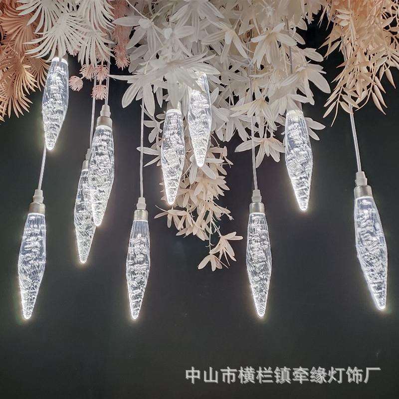 厂家直供婚庆吊顶装饰灯 10头尖钻吊串5头尖珠路引暖白光酒店布置