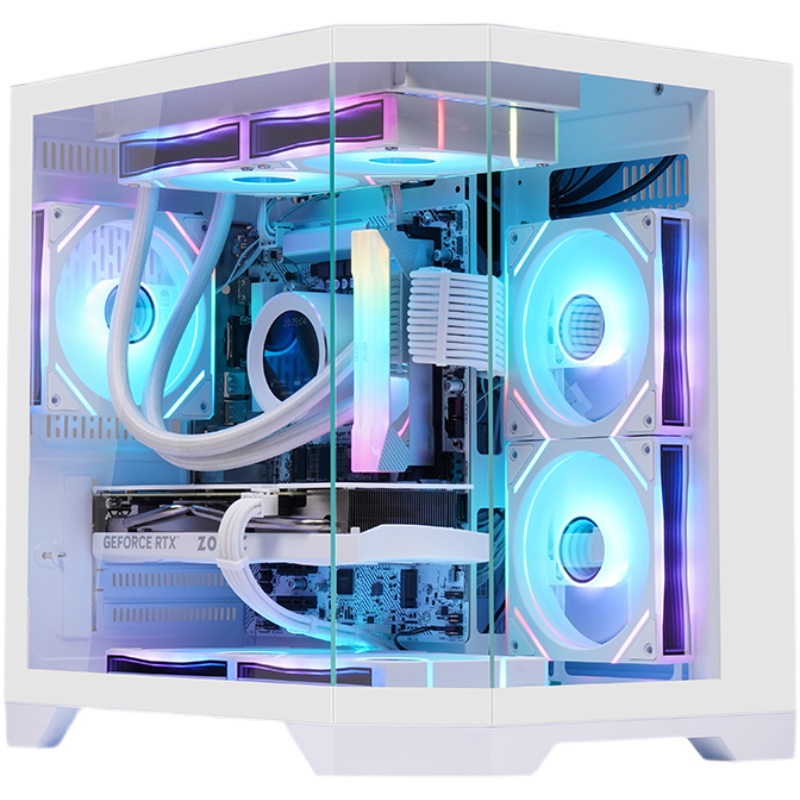 玩嘉梦想家MINI白色电脑机箱台式机M-ATX海景房240水冷全侧透ITX