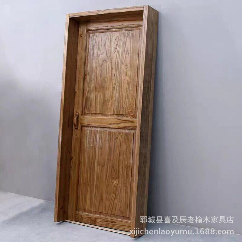 中式榆木实木仿古别墅木门庭院门老式酒店茶楼仿古双开进户门