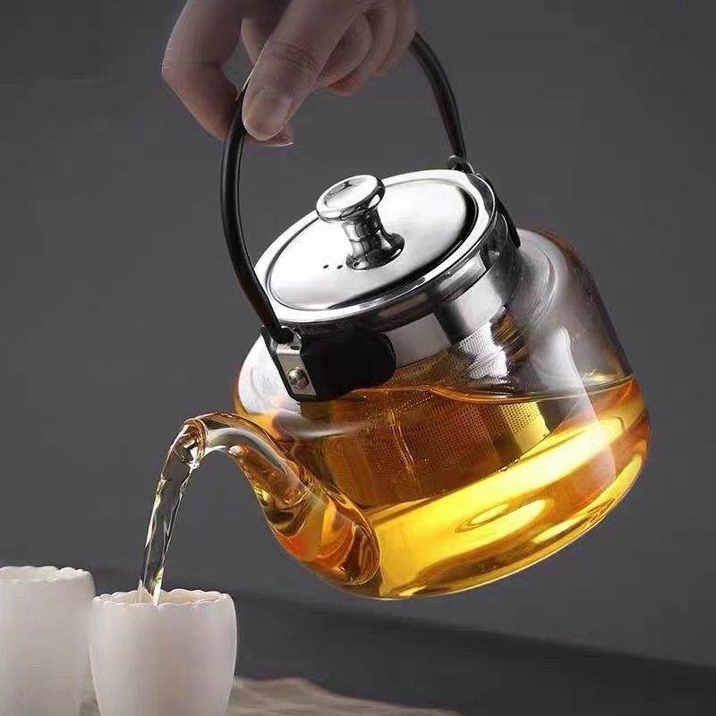 高硼硅烧水泡茶煮茶耐热玻璃茶壶茶水分离过滤花茶竹木提梁壶商用,餐饮具,茶壶,淘宝优惠券,粉丝福利购,淘宝优惠卷