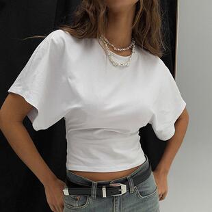 Women Organic Textile Crewneck Shirt Color Tee Everyday Wear
