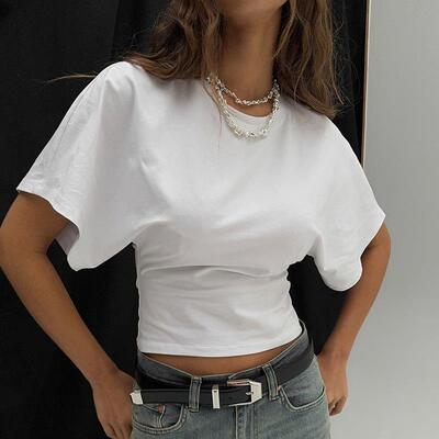 Women Organic Textile Crewneck Shirt Color Tee Everyday Wear
