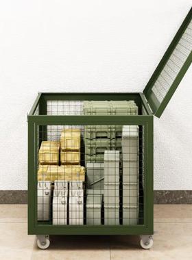 绿色储仓笼移动带盖网箱轮野外物资周箱重型带承重00kgPQQ转物资