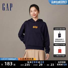 Gap女装冬季LOGO宽松时尚抓绒柔软运动卫衣休闲慵懒连帽衫889795