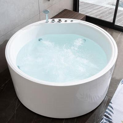 独立式家用按摩冲浪圆形浴缸 酒店民宿美容店情侣浴盆泡池Jacuzzi