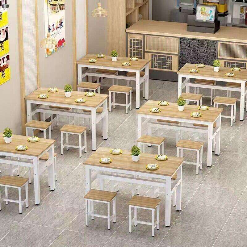 桌椅组合商用小吃店饭店食堂桌子长方形早餐快餐餐桌椅经济型家用