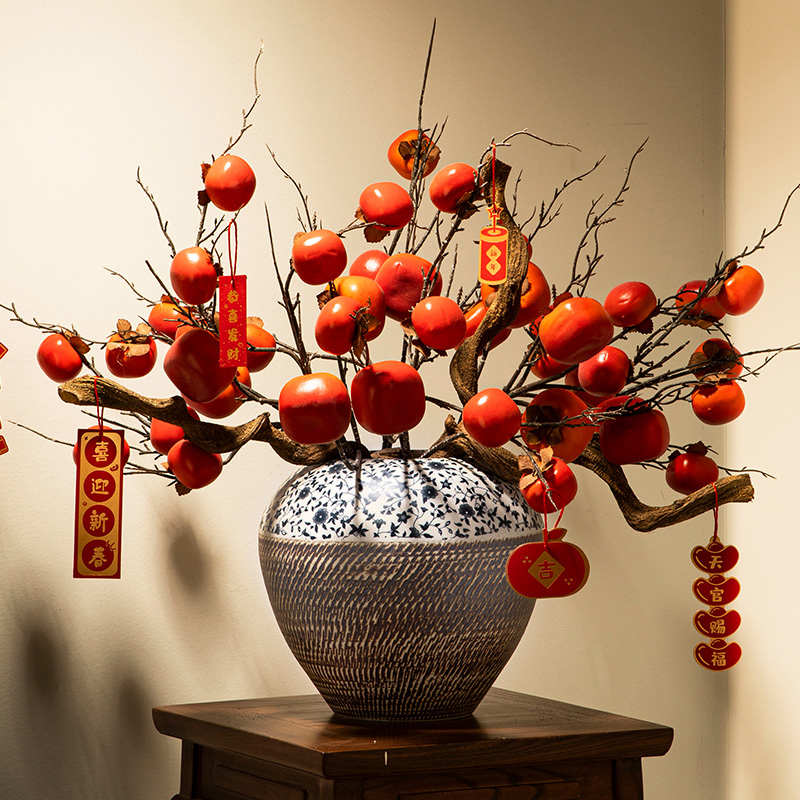 景德镇新中式手工花瓶客厅插花仿真陶罐花电视柜酒柜高档陶瓷摆件