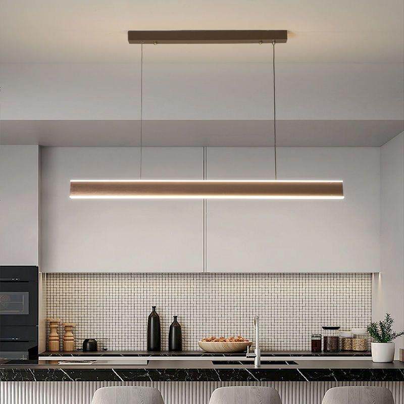 餐厅灯一字型现代简约led设计师吧台办公室中山灯具长条吊灯智能