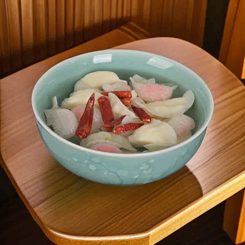 流转千年青瓷餐具梅花7寸大号面碗家用陶瓷汤碗创意餐具拉面碗