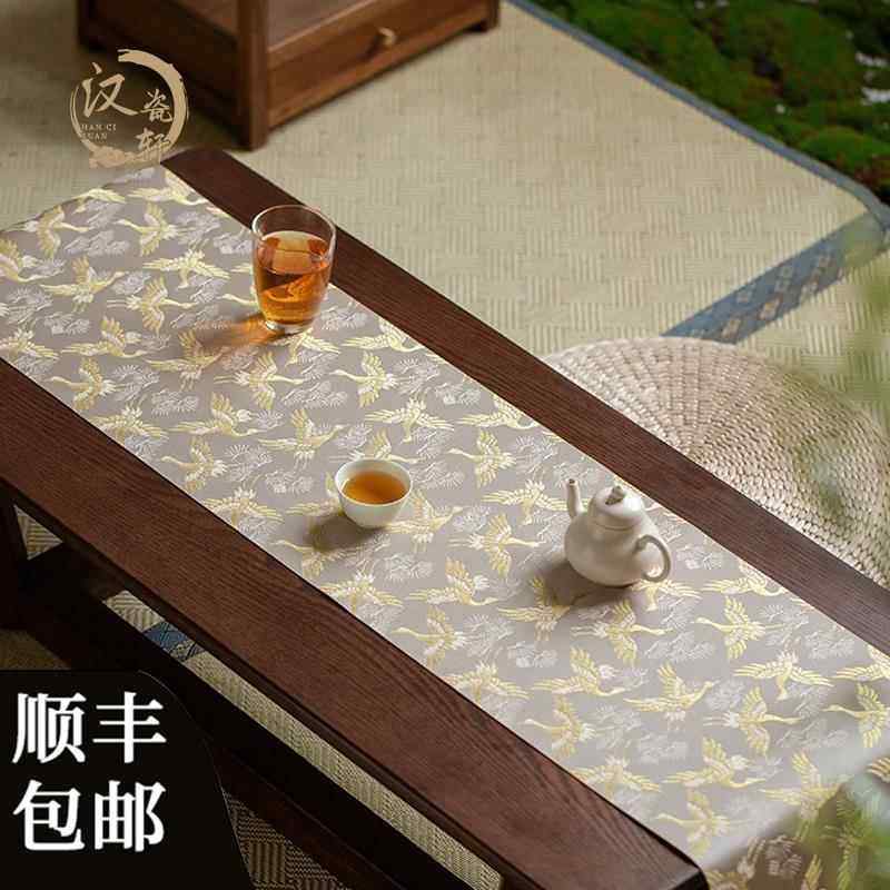 松鹤茶席多色高端织锦提花工艺双面布新中式传统禅意百搭中式桌旗,居家布艺,茶席,淘宝优惠券,粉丝福利购,淘宝优惠卷