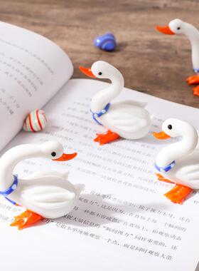 款白色天鹅手作玻璃小摆桌件面000摆件创意家居可爱动装饰新物工