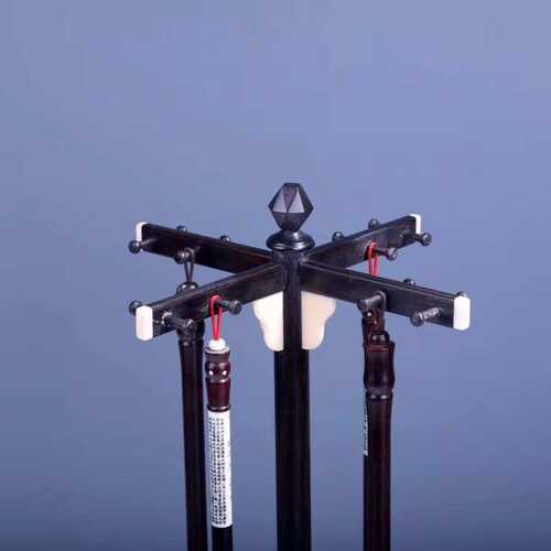 紫光檀十字笔架 木制文房四宝毛笔挂 办公木质工艺品摆件