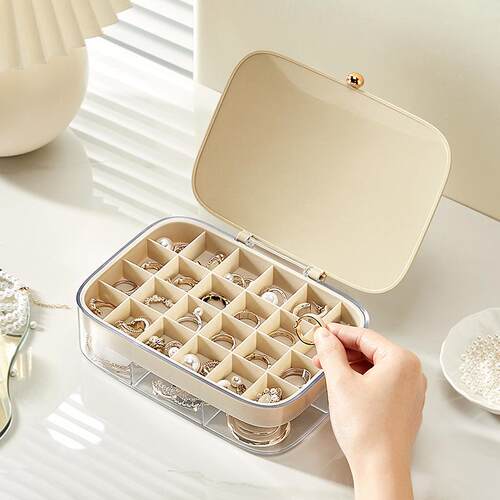 Dual-layer large capacity jewelry box for rings, earrings, n