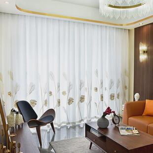 不透窗卧室窗纱免客厅隔断网纱窗帘帘阳台遮阳人飘红打孔透光