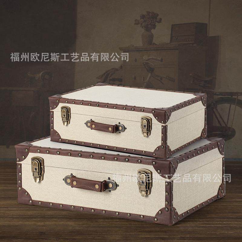 欧式复古手提箱怀旧服装收纳箱橱窗摆件陈列 摄影道具 装饰行李箱
