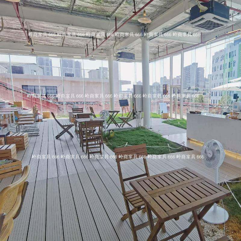 户外简约折叠实木复古餐桌椅奶茶店咖啡厅休闲外摆桌椅三件套