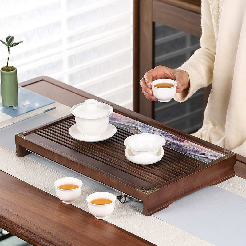 2024新款排储两用实木茶盘家用小茶台茶具干泡台茶盘托盘沥水茶海