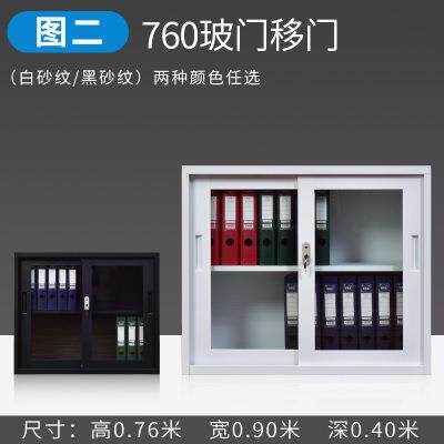 资子料玻璃门办公带锁物铁皮柜高HAF低柜收纳文件地储移门钢制柜