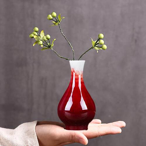 高档新瓶中装饰瓶式茶道插花器禅意玄家居关摆件陶罐陶瓷小花茶几