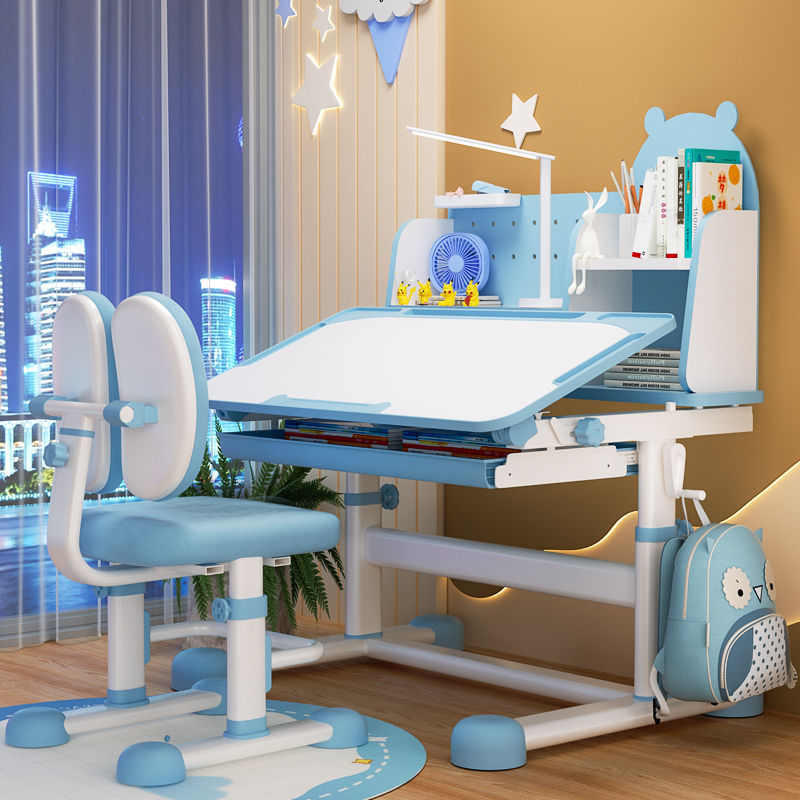 儿童学习桌新款小学生书桌可升降书房写字桌家用收纳架落地置物架
