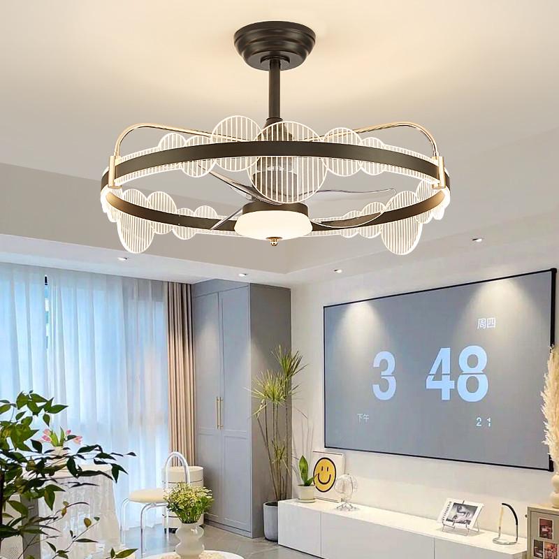 卧室灯风扇灯北欧创意个性360摇头现代简约电扇一体书房led吸顶灯