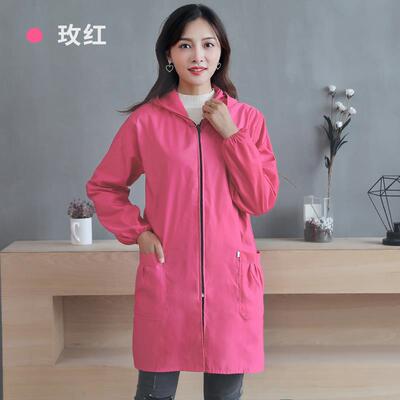 正品式裙长防水防油袖韩时尚罩衫成年女性厨房家用防护服纯色拉炼