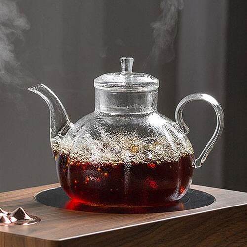 日式纯手工锤纹耐热玻璃茶壶煮茶壶花瓣壶功夫茶具花茶壶家用