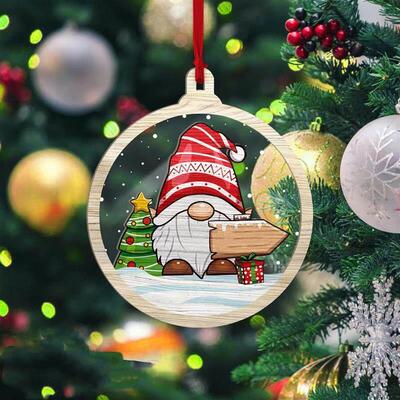 Personalized Santa Dwarf Wooden Plus Acrylic Double-layer Ho