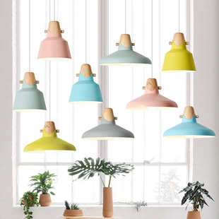 北欧极简日式 简约复古怀旧吊灯民宿吧台玄关入户实木铁艺单头吊灯