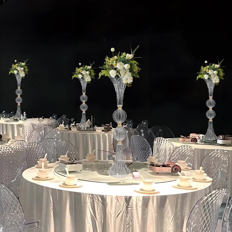 新款婚礼装饰花架婚礼餐桌装扮花盘透明亚克力用品西餐厅餐桌装饰