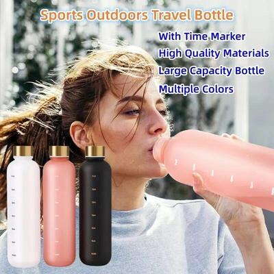 1L Bottle With Time Marker 32 OZ Motivational Reusable Fitne