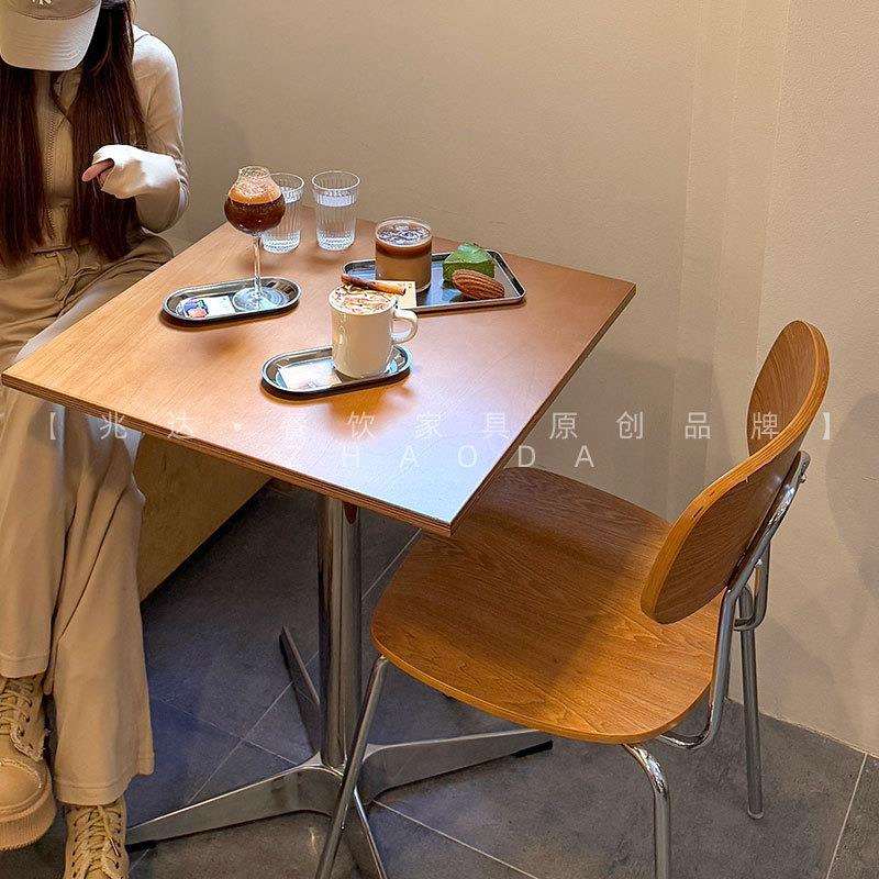 简约咖啡厅桌子复古风西餐厅海洋板方桌网红餐厅商用家具餐桌椅子