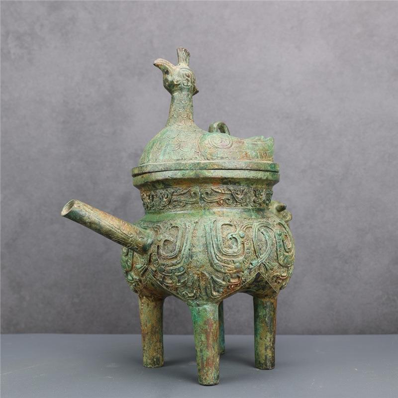 西周中期凤鸟盉青铜酒器单留口盉铜祥德青铜器博物馆古玩收藏