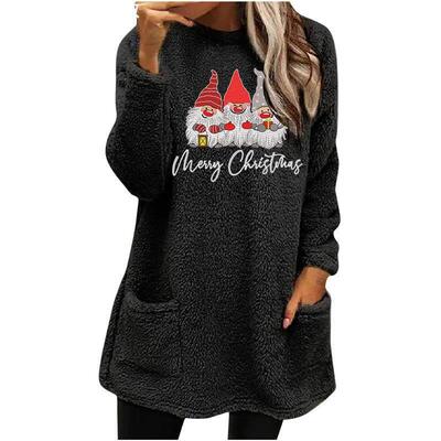 Christmas snowman print round neck hoodie圣诞节雪人毛绒卫衣