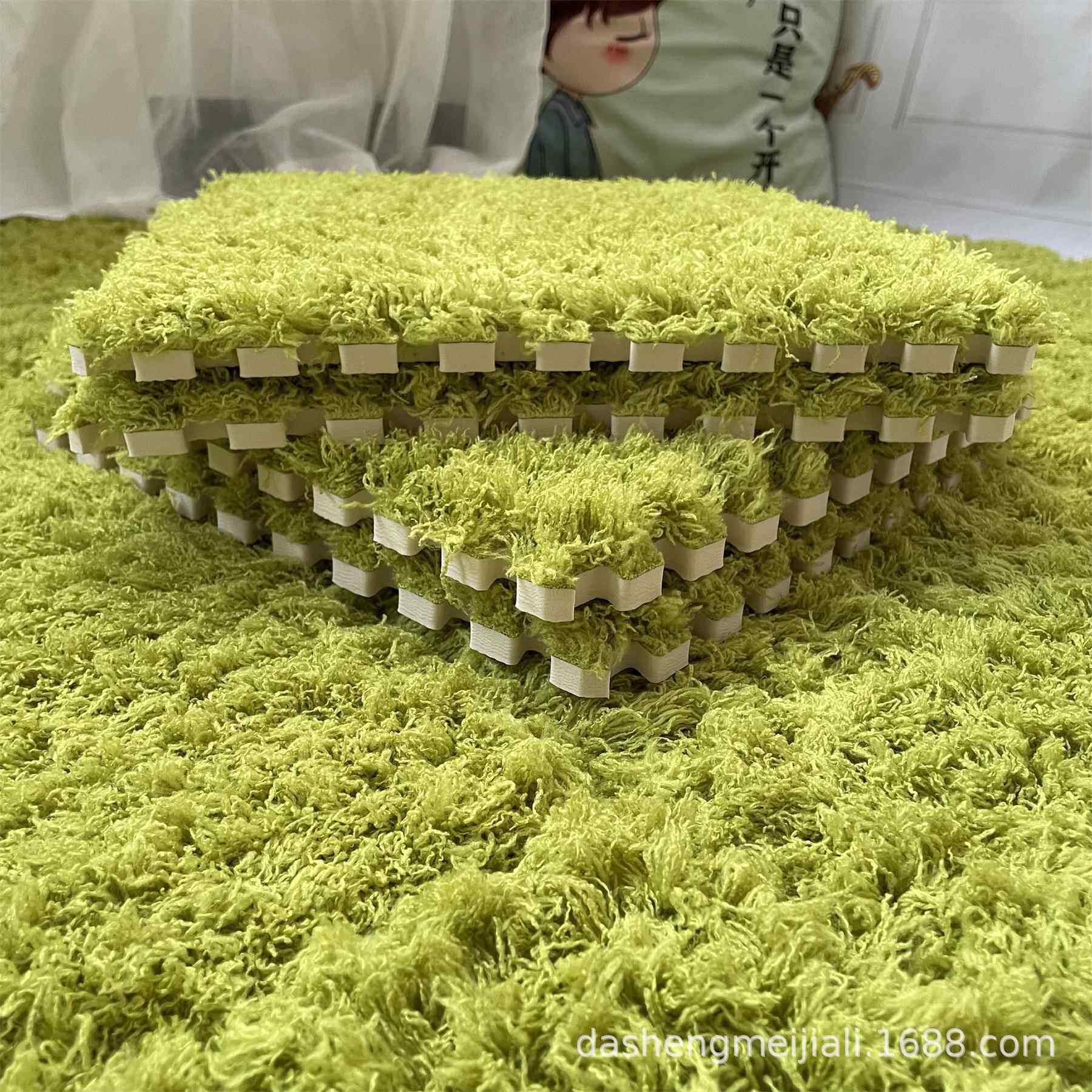 跨境蛋糕绒加厚卧室毛毛垫满铺床边毯子拼接地毯方块隔音毛绒垫子