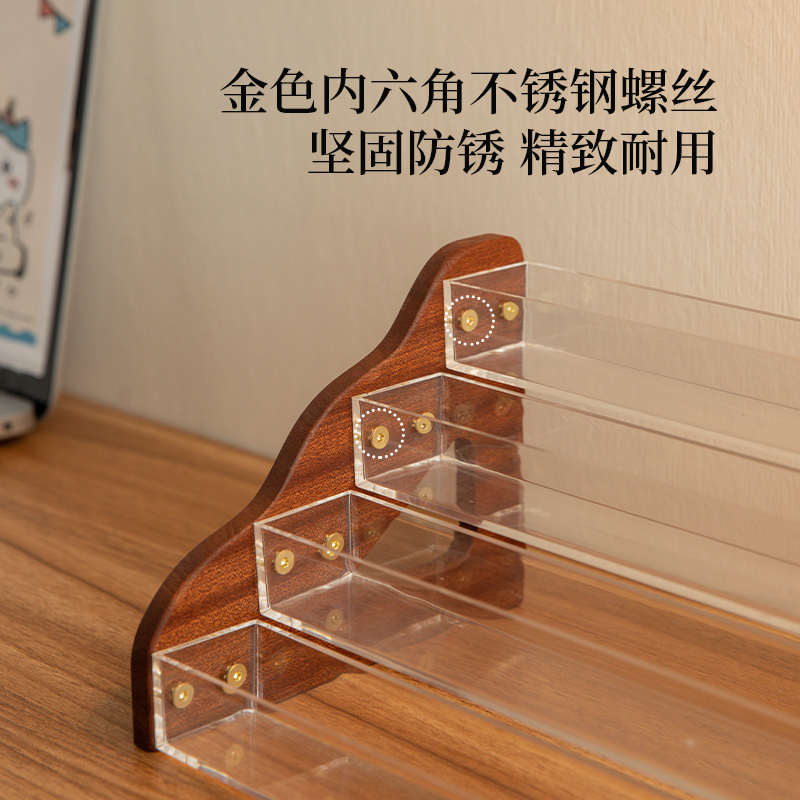 吧唧收纳盒透明阶梯式桌面展示架徽章动漫周边谷子卡片立牌整理盒