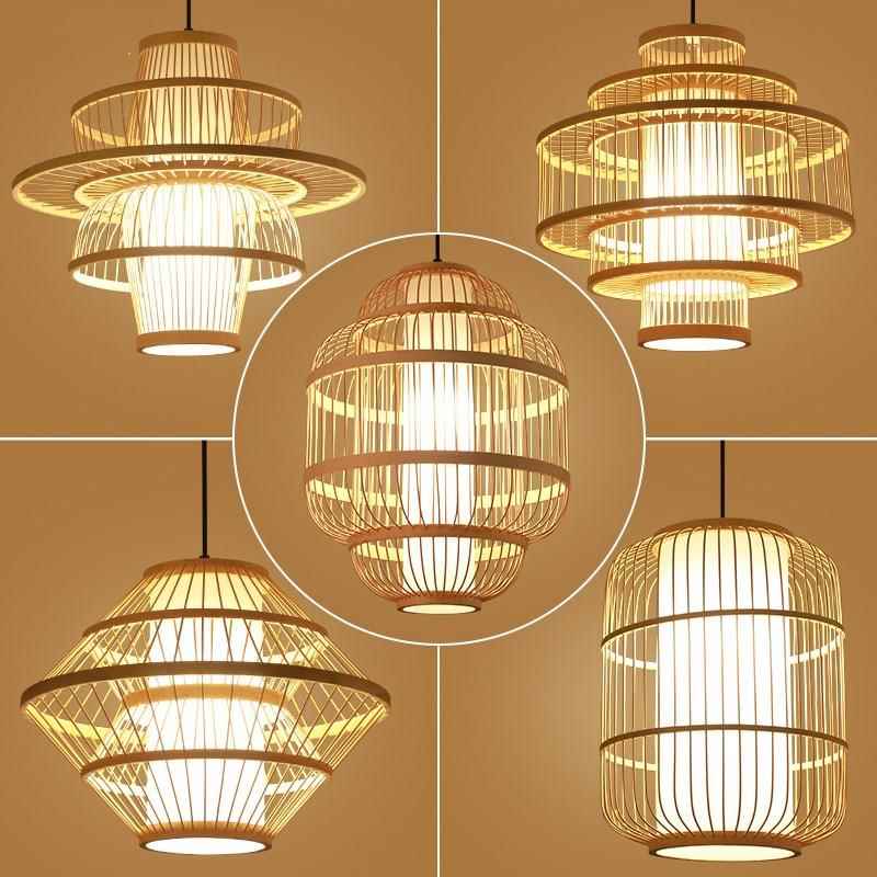竹藤竹条吧台吊灯客厅酒店餐饮民宿阳台竹子灯藤艺日式灯笼茶室灯
