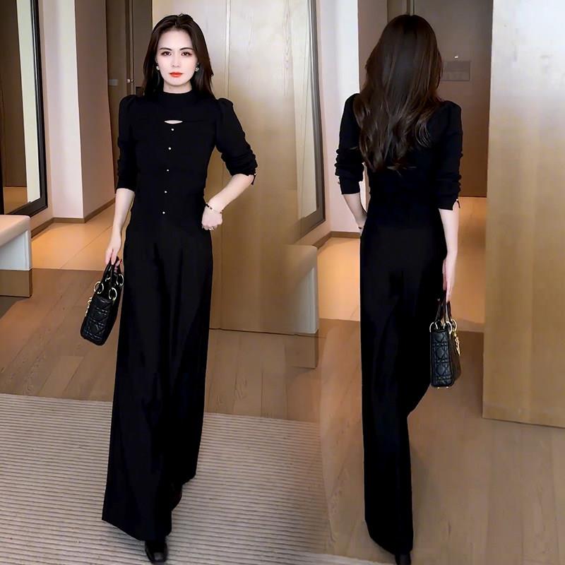 新品时尚套装女2026秋冬季新款洋气半高领打底衫显瘦上衣阔腿裤两