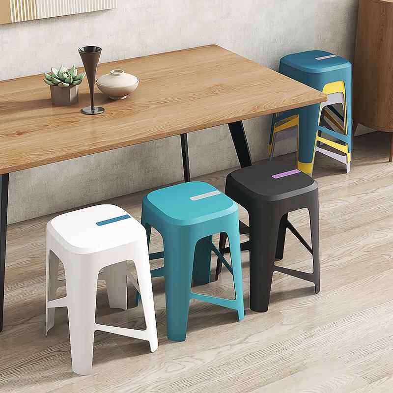塑料凳家用成人加厚中高凳简约现代熟胶方凳防滑简易餐桌凳迎客凳