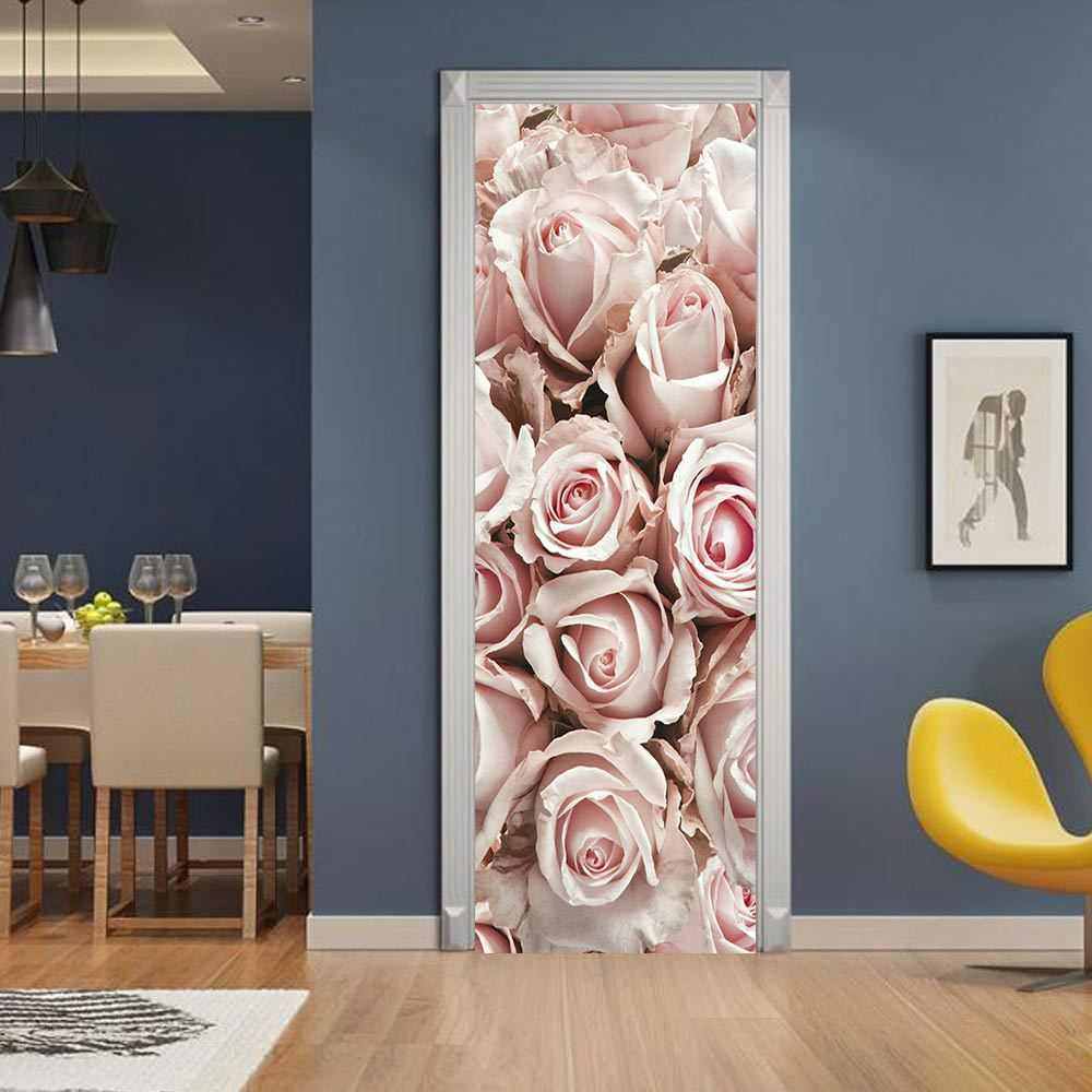 巨创货源PVC贴纸3D自粘门贴 墙贴 卧室客厅现代装饰 粉色玫瑰,家居饰品,软装墙贴,淘宝优惠券,粉丝福利购,淘宝优惠卷
