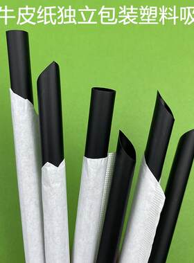 新款直销一次性塑料吸管咖啡奶茶店黑色耐温白色牛皮纸独立包装