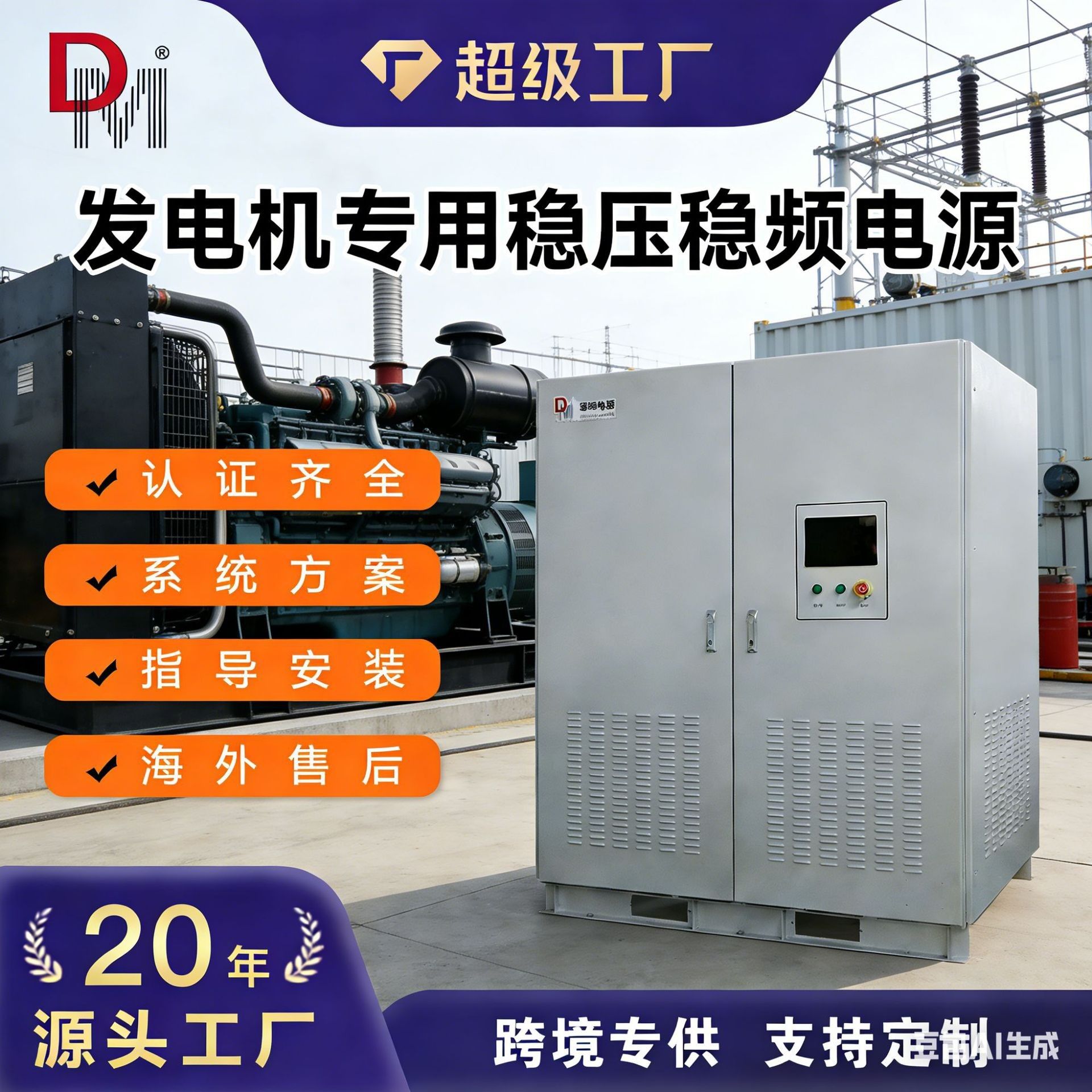 AC-AC稳压稳频电源水利发电机自发自用工业电压不稳地区稳压设备