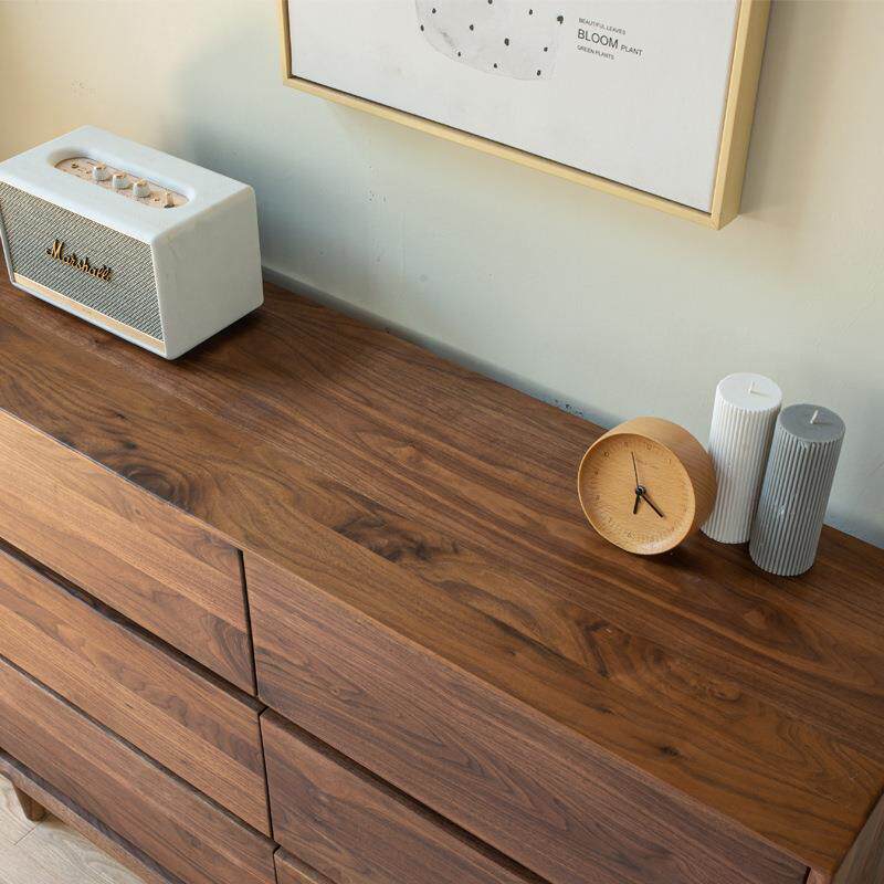 北美黑胡桃木实木六斗柜 全纯实木简约现代北欧电视柜家具