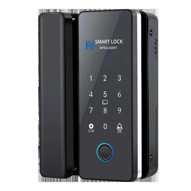 免布线指纹玻璃门锁智能语音提醒有框无框单双开考勤办公室