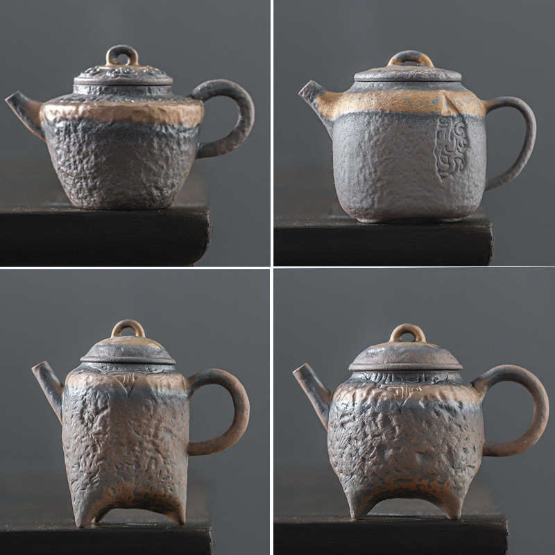 禅意老岩泥手作茶壶泡茶器纯手工粗陶家用中式陶瓷小茶壶单壶